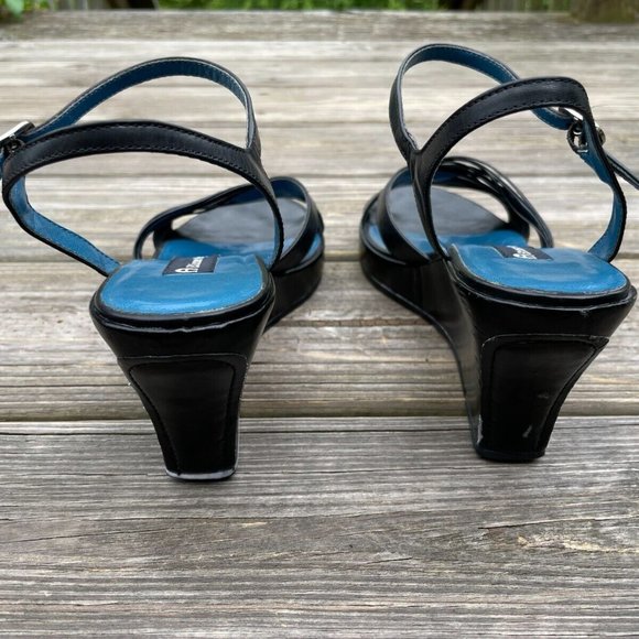 Etienne Aigner Women Shoes Wedge Heel Black Leather Upper Sandal Size 9M - Picture 7 of 12